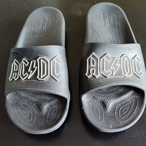 CROCS Other - CROCS Black AC/DC Slide Sandals, Men's 10/ Women's 12, Excellent Condition